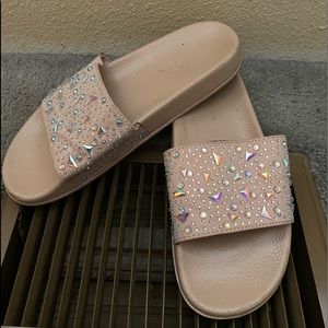 Glitzy tan sandals